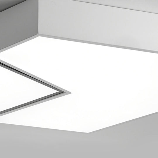 Modern Black And White Hexagon Ceiling Light Acrylic Shade Mount Fixture 11’/15’/19’ Dia -