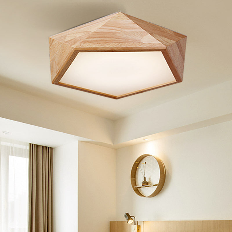 Modern Wooden Geometric Led Flush Mount Ceiling Lamp 15/19 Wide Wood / 15