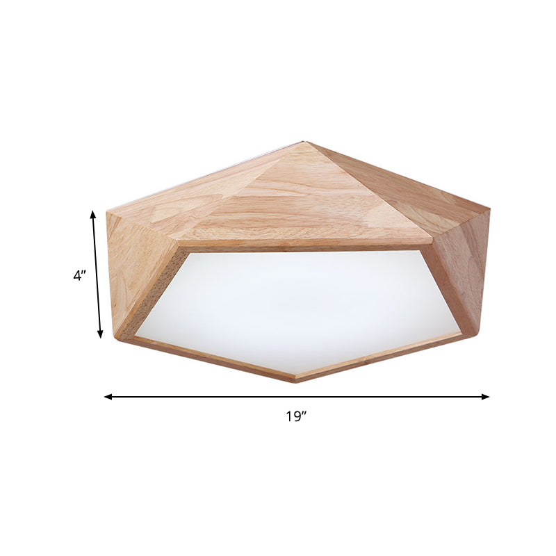 Modern Wooden Geometric Led Flush Mount Ceiling Lamp 15/19 Wide