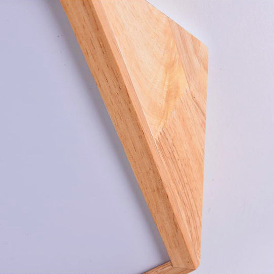 Modern Wooden Geometric Led Flush Mount Ceiling Lamp 15/19 Wide