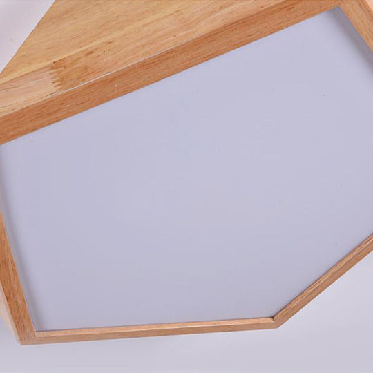 Modern Wooden Geometric Led Flush Mount Ceiling Lamp 15/19 Wide