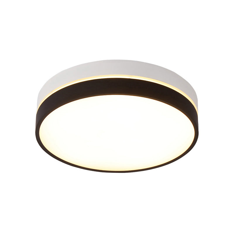 Black Drum Flush Mount Lamp: Nordic Acrylic Shade Led Ceiling Light For Living Room
