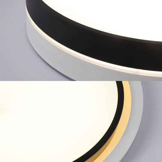 Black Drum Flush Mount Lamp: Nordic Acrylic Shade Led Ceiling Light For Living Room