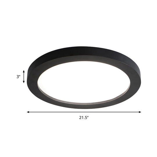 Minimalistic Led Black Flush Mount Ceiling Light Fixture - Plate Metal Recessed Diffuser