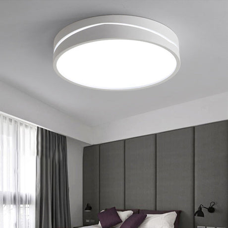 Nordic Drum Ceiling Mounted Led Flush Mount Light 16/19.5 Dia With Acrylic Diffuser - Black/White