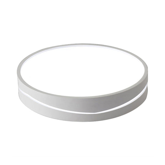 Nordic Drum Ceiling Mounted Led Flush Mount Light 16/19.5 Dia With Acrylic Diffuser - Black/White