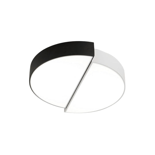 Modern Nordic 2 - Semicircular Ceiling Light - Integrated Led Flush Mount In Black & White Acrylic