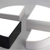 Modern White/Black Sector Flush Led Ceiling Light - Metal Mount 10/12/14 Wide