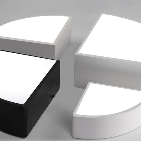 Modern White/Black Sector Flush Led Ceiling Light - Metal Mount 10/12/14 Wide