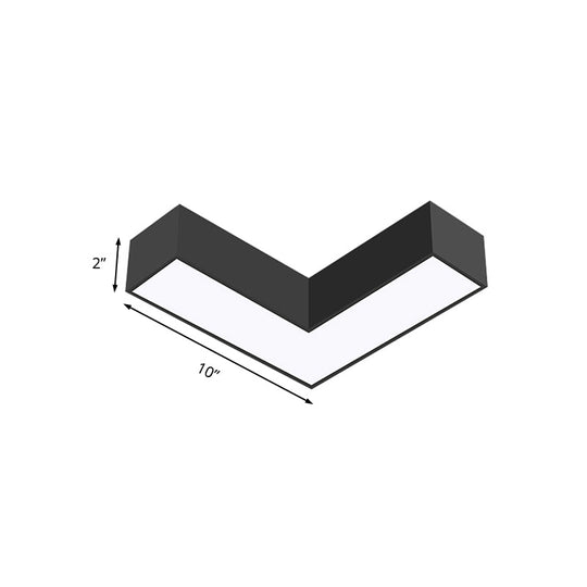 Modern Arrow Metal Flush Mount Led Ceiling Light - 10’/14’ Wide (White/Black) For Office With