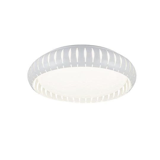 Simple Metal Led Ceiling Flush Mount Light White/Black With Hollow Shade For Living Room