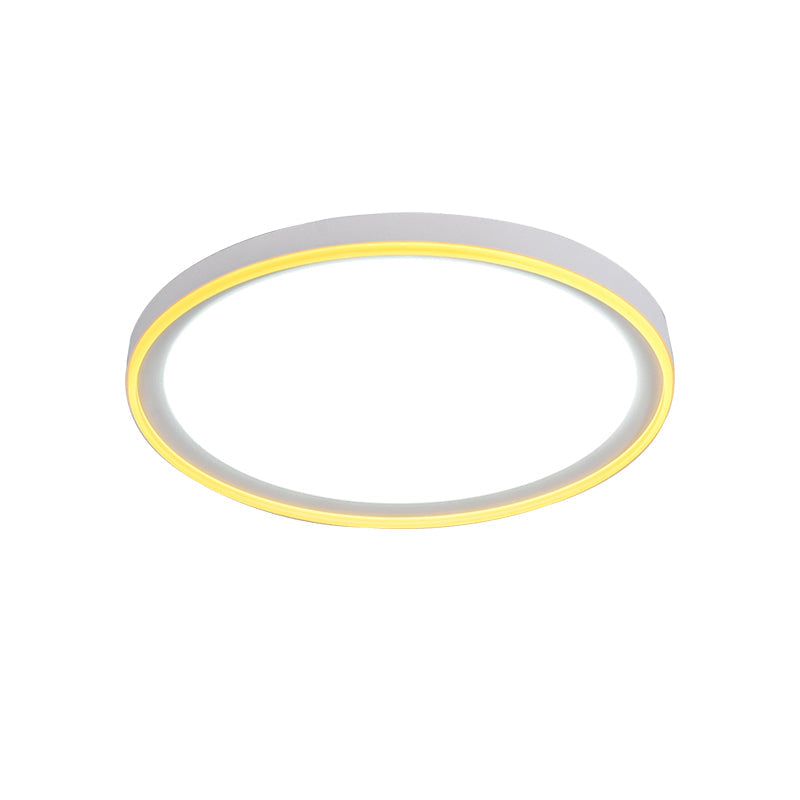16’/19.5’ Nordic Metal Round Flush Light With Acrylic Shade - White/Pink/Yellow Led Ceiling