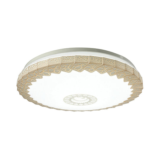 Modern Led Flush Mount Ceiling Light With Acrylic Shade In White/Blue/Gold Crackle Finish - Bedroom