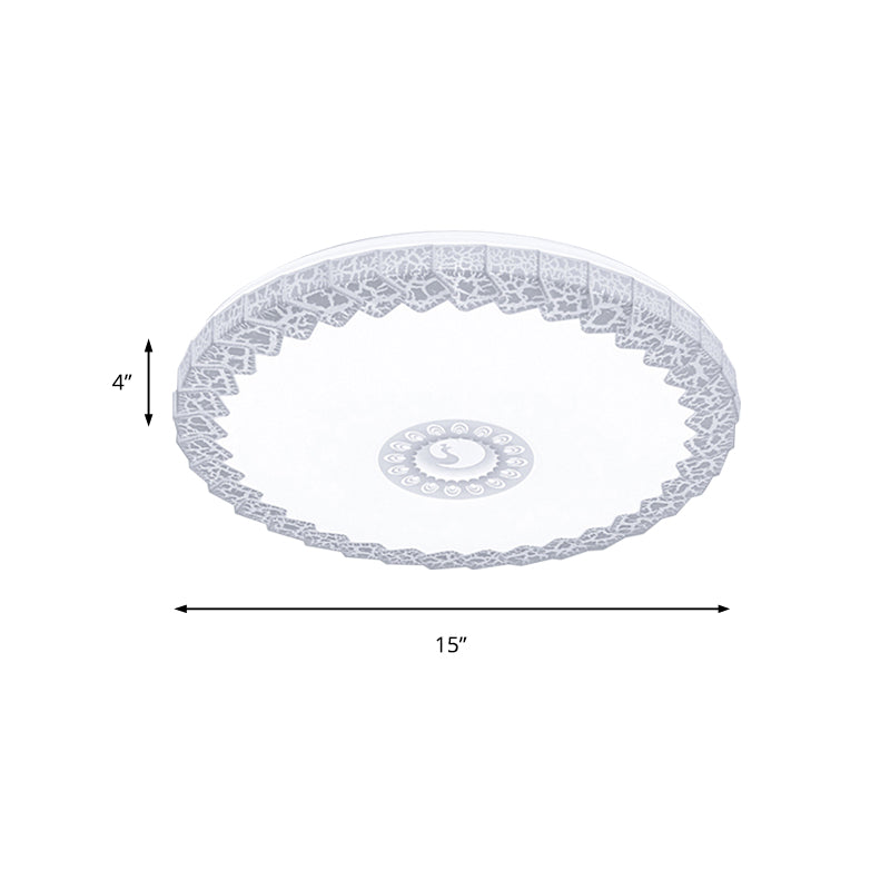 Modern Led Flush Mount Ceiling Light With Acrylic Shade In White/Blue/Gold Crackle Finish - Bedroom