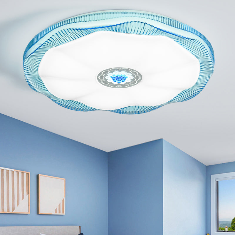 Blooming Flush Mount Ceiling Light For Bedroom Modern Acrylic Shade White/Blue/Gold Warm/White –
