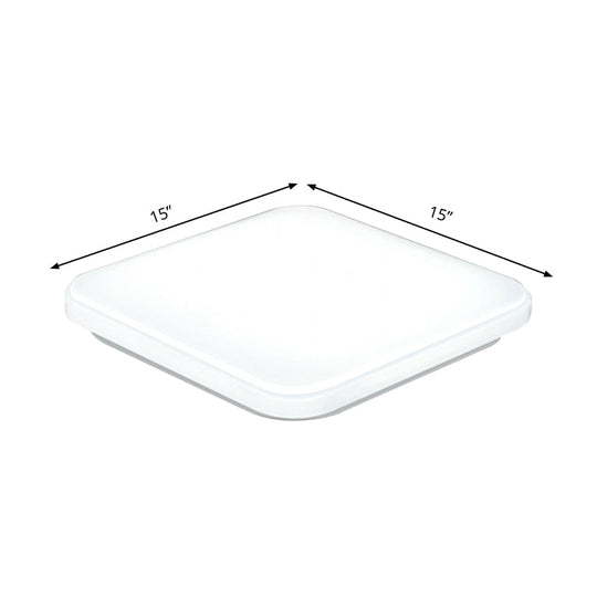 Nordic Led Ceiling Flush Mount Light - White Square Lamp With Acrylic Shade (12’/15’/18’) For