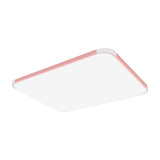 Geometric Led Flush Mount Lamp In Macaron Colors - 12/15/17 Wide