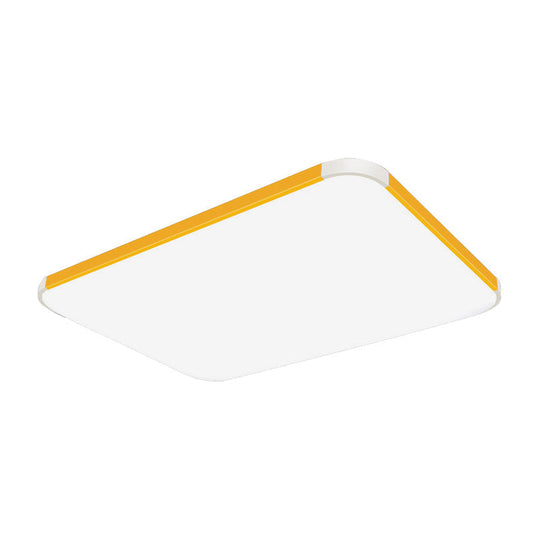 Geometric Led Flush Mount Lamp In Macaron Colors - 12’/15’/17’ Wide