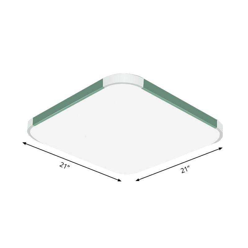 Geometric Led Flush Mount Lamp In Macaron Colors - 12/15/17 Wide