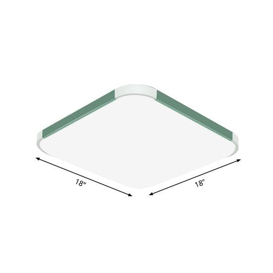 Geometric Led Flush Mount Lamp In Macaron Colors - 12/15/17 Wide