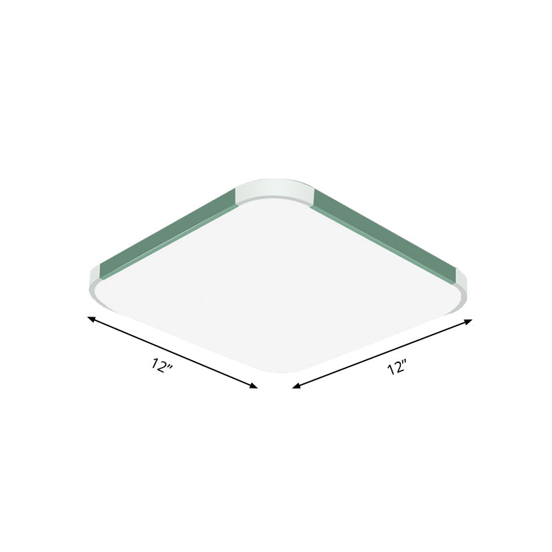 Geometric Led Flush Mount Lamp In Macaron Colors - 12/15/17 Wide