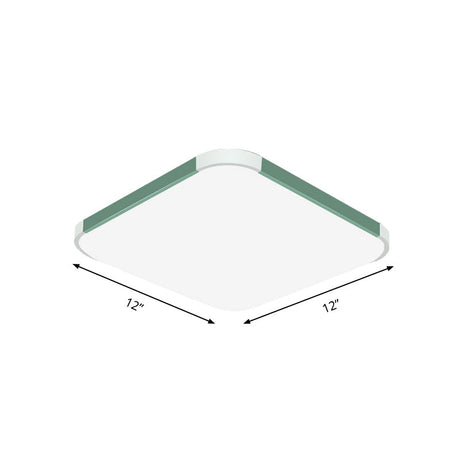 Geometric Led Flush Mount Lamp In Macaron Colors - 12/15/17 Wide