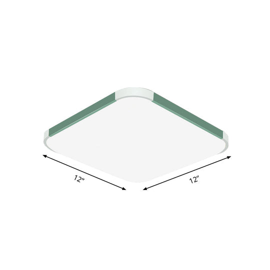 Geometric Led Flush Mount Lamp In Macaron Colors - 12/15/17 Wide