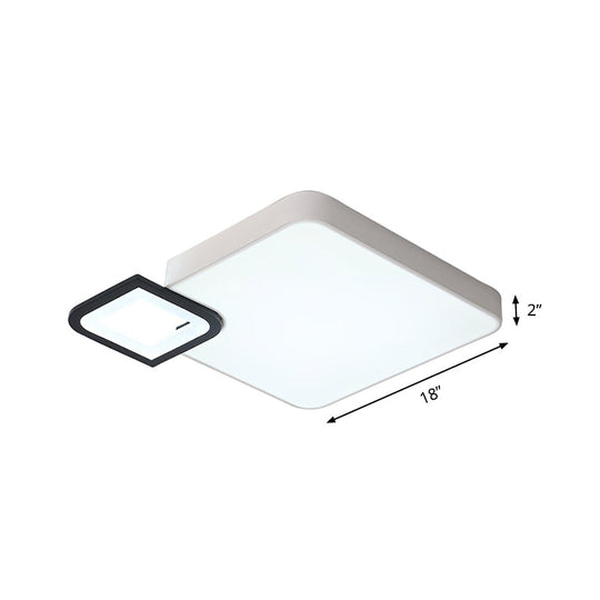 Modern Metal Flush Mount Ceiling Light For Living Room - White/Black Led Warm/White 18/21.5 Wide