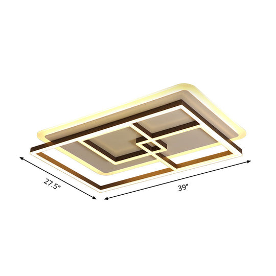 39’/47’ Simple Rectangular Ceiling Lamp: Acrylic Led Flush Mount Lighting For Living Room