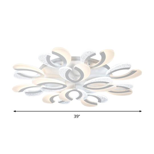 Contemporary Clear And White V - Shaped Flush Mount Led Light Fixture - Acrylic Ceiling With 4/6/9