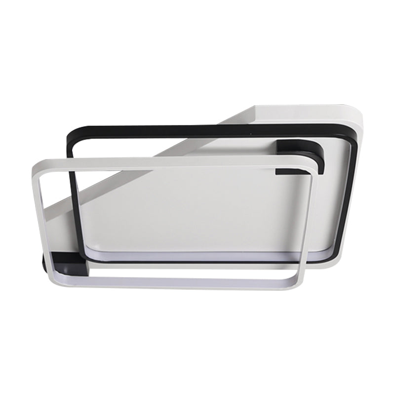 Modern Led Black/White Acrylic Rectangular Ceiling Light - 18/22/27.5 Wide Warm/White Flushmount