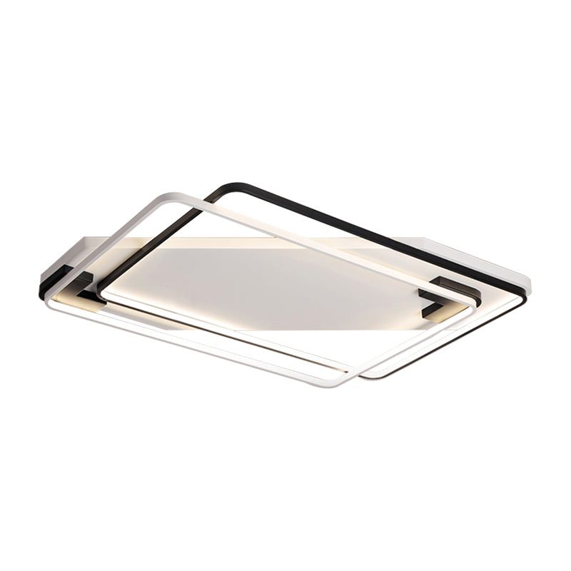 Modern Led Black/White Acrylic Rectangular Ceiling Light - 18’/22’/27.5’ Wide Warm/White Flushmount