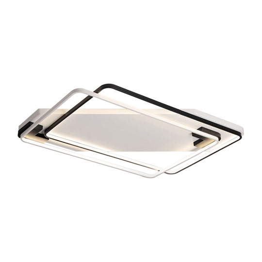 Modern Led Black/White Acrylic Rectangular Ceiling Light - 18’/22’/27.5’ Wide Warm/White Flushmount