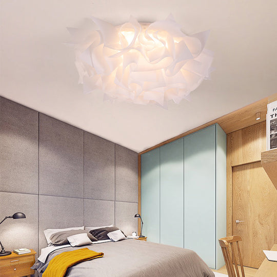 Nordic Flush Mount Led Light With Twist Acrylic Shade For Bedroom In White/Brown - 3 Gear Ceiling