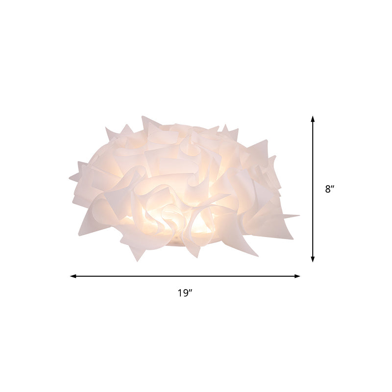 Nordic Flush Mount Led Light With Twist Acrylic Shade For Bedroom In White/Brown - 3 Gear Ceiling