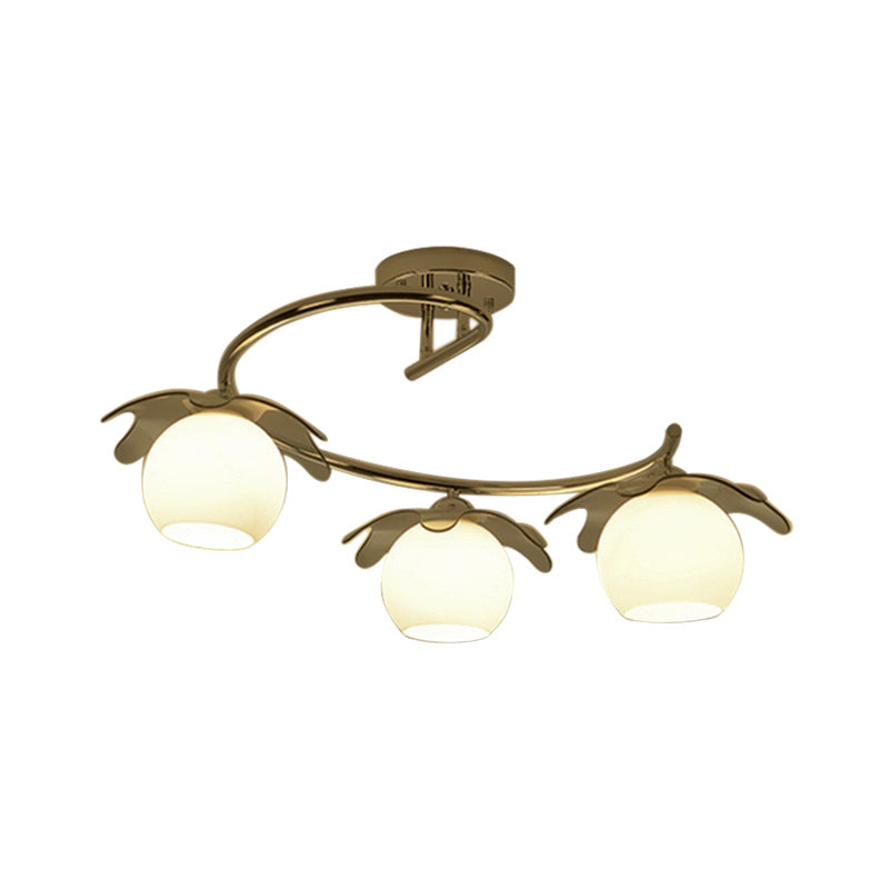 Sleek Chrome Led Ceiling Light With Globe Glass Shade - Ideal For Modern Bedrooms And Semi Flush