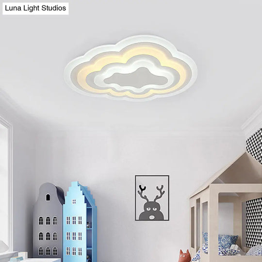 15’/18’/23.5’ W Acrylic Cloud Flush Mount Led Light Fixture In Warm/White - Minimalist Indoor