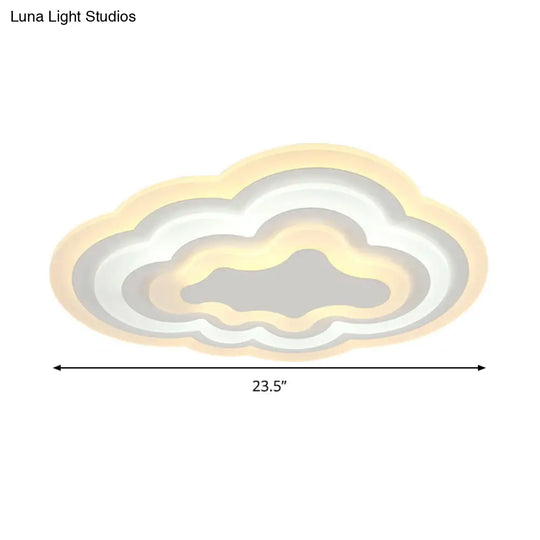 15’/18’/23.5’ W Acrylic Cloud Flush Mount Led Light Fixture In Warm/White - Minimalist Indoor