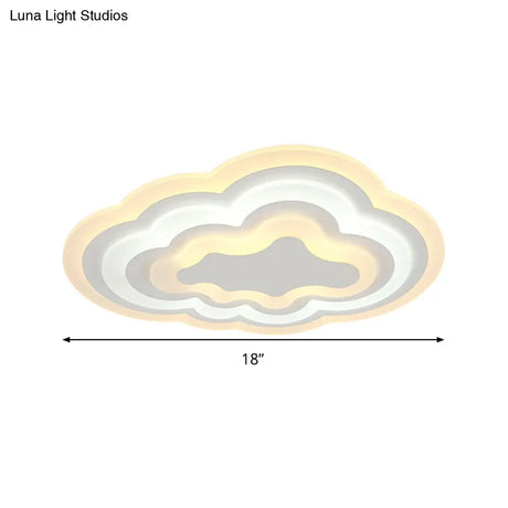 15’/18’/23.5’ W Acrylic Cloud Flush Mount Led Light Fixture In Warm/White - Minimalist Indoor