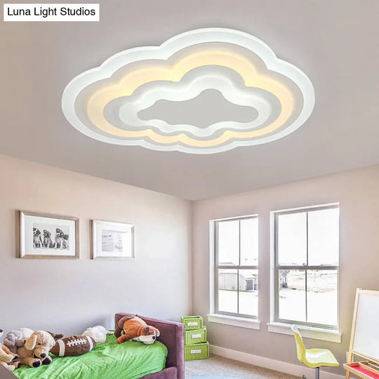 15’/18’/23.5’ W Acrylic Cloud Flush Mount Led Light Fixture In Warm/White - Minimalist Indoor
