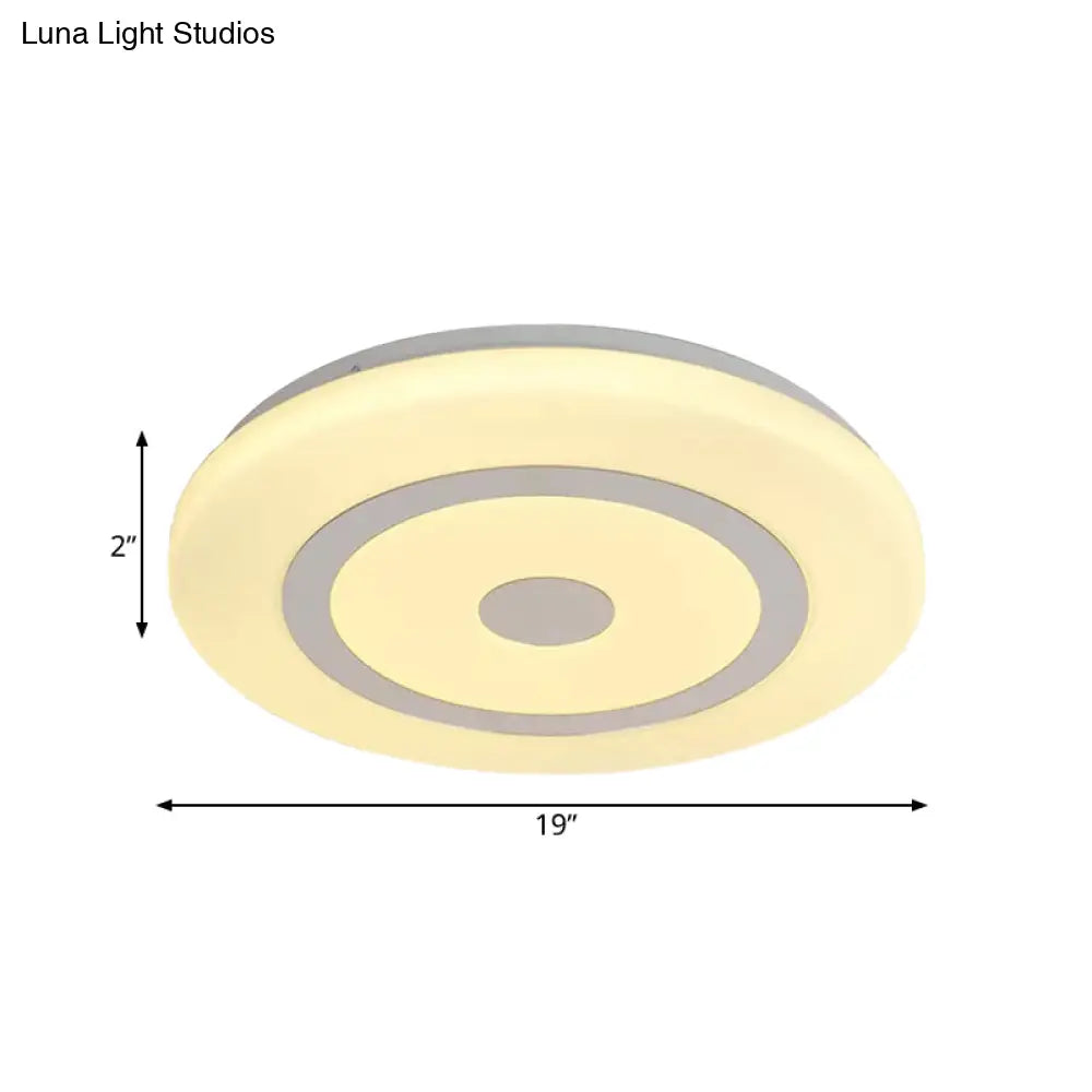 15’/19’ Contemporary Acrylic Led Round Flush Mount Fixture For Bedroom Lighting In Black And White