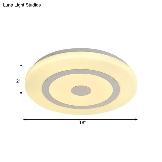 15’/19’ Contemporary Acrylic Led Round Flush Mount Fixture For Bedroom Lighting In Black And White