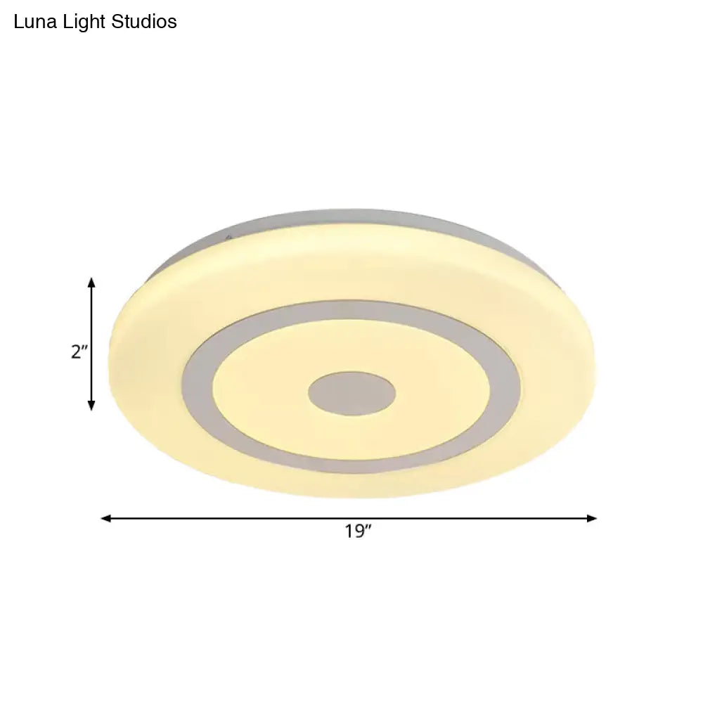 15/19 Contemporary Acrylic Led Round Flush Mount Fixture For Bedroom Lighting In Black And White