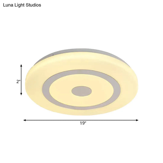 15/19 Contemporary Acrylic Led Round Flush Mount Fixture For Bedroom Lighting In Black And White
