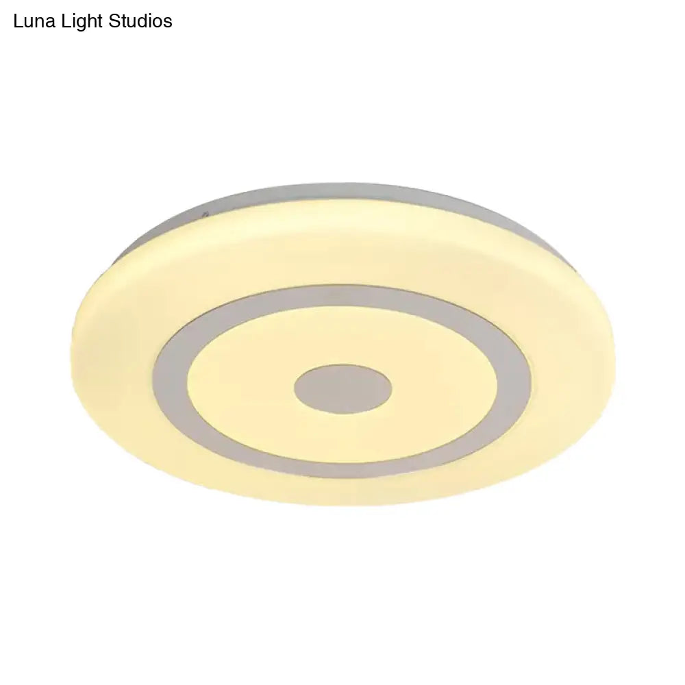 15/19 Contemporary Acrylic Led Round Flush Mount Fixture For Bedroom Lighting In Black And White