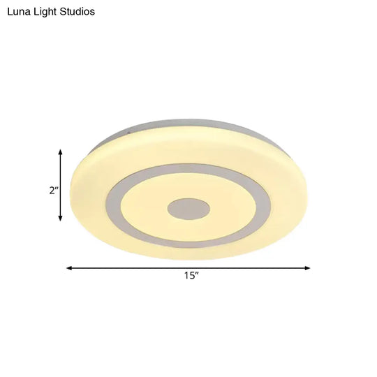 15’/19’ Contemporary Acrylic Led Round Flush Mount Fixture For Bedroom Lighting In Black And White