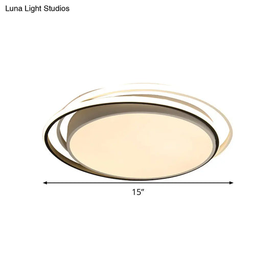 15’/19’ W Led Flush Ring Light - Simple Style Metal Ceiling Lighting In Black/White