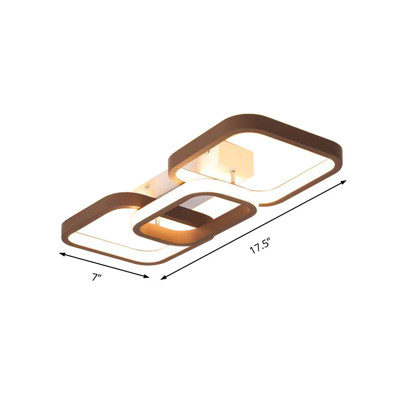 Simple Square Flush Mount Ceiling Lamp - Brown/Warm White 2/3/4 Heads Ideal For Hallways