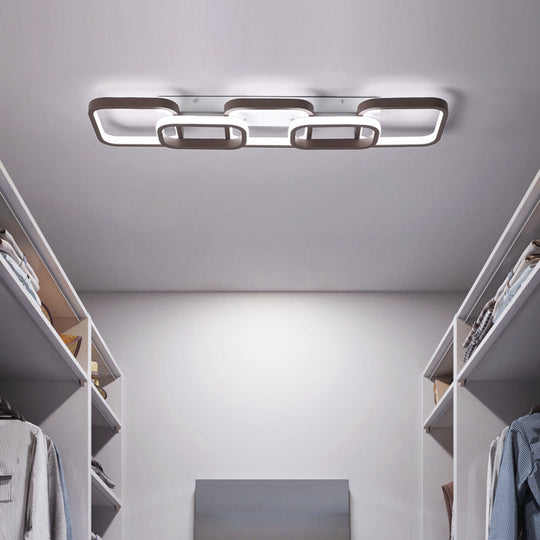 Simple Square Flush Mount Ceiling Lamp - Brown/Warm White 2/3/4 Heads Ideal For Hallways