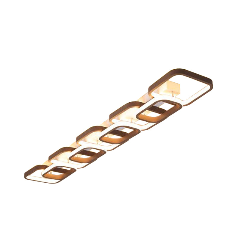 Simple Square Flush Mount Ceiling Lamp - Brown/Warm White 2/3/4 Heads Ideal For Hallways